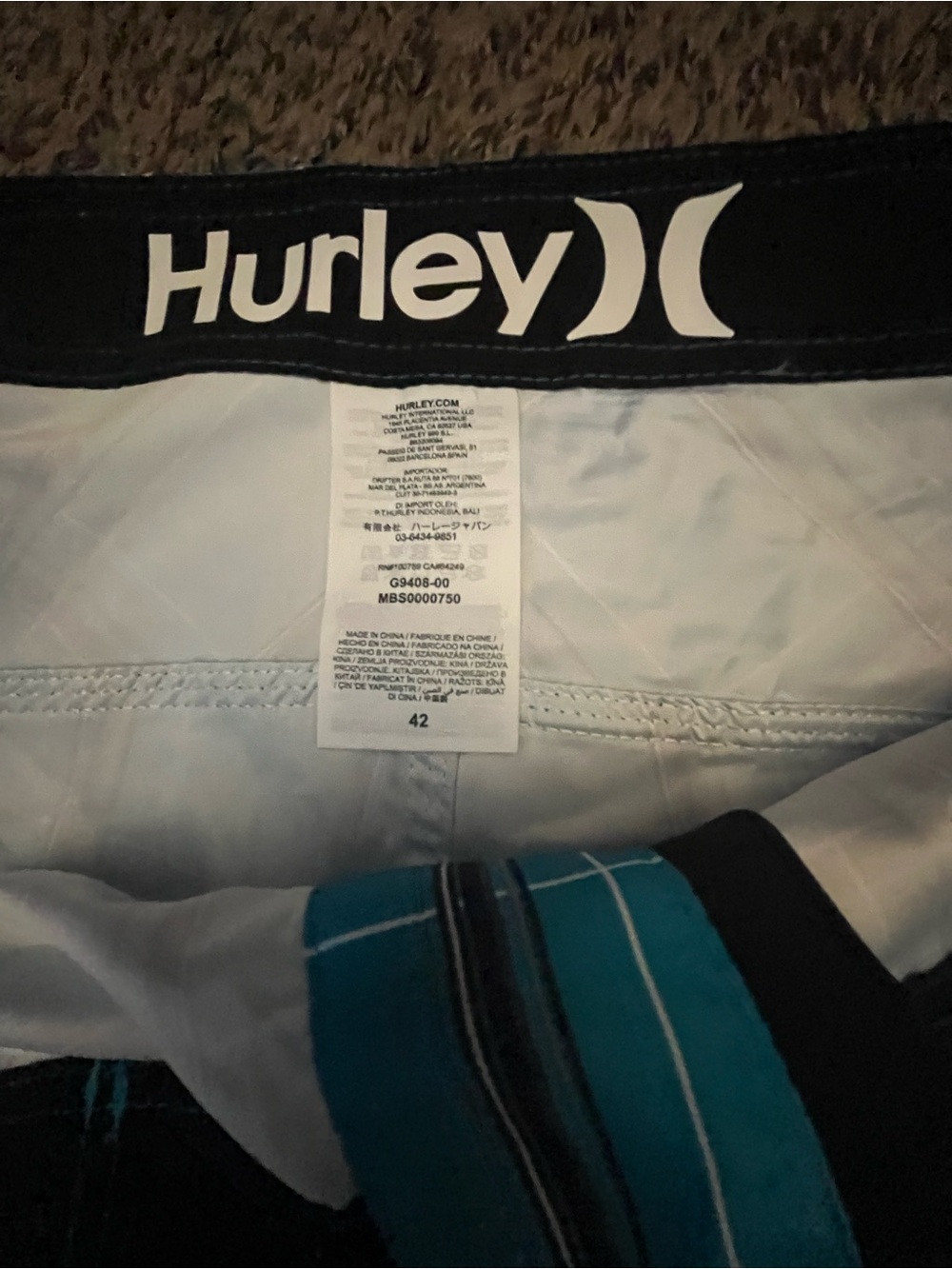 Hurley Phantom Board Shorts Men's Teal Plaid Swim Trunks - Brand: - Picture 6 of 6